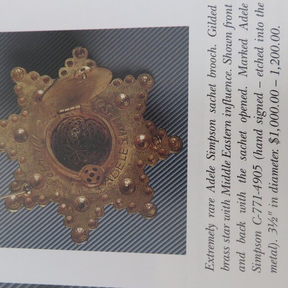 Vtg Adele Simpson book rare gold necklace ,statement, fragrance scent dispenser - Picture 5 of 15